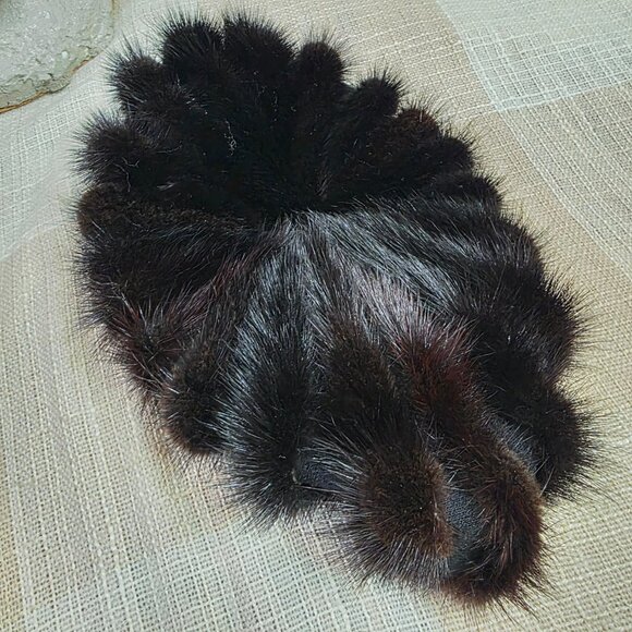 True Vintage Mobwife Skibunny Poetcore Operacore Preppy Black Fur Beret Cap Hat main image 7